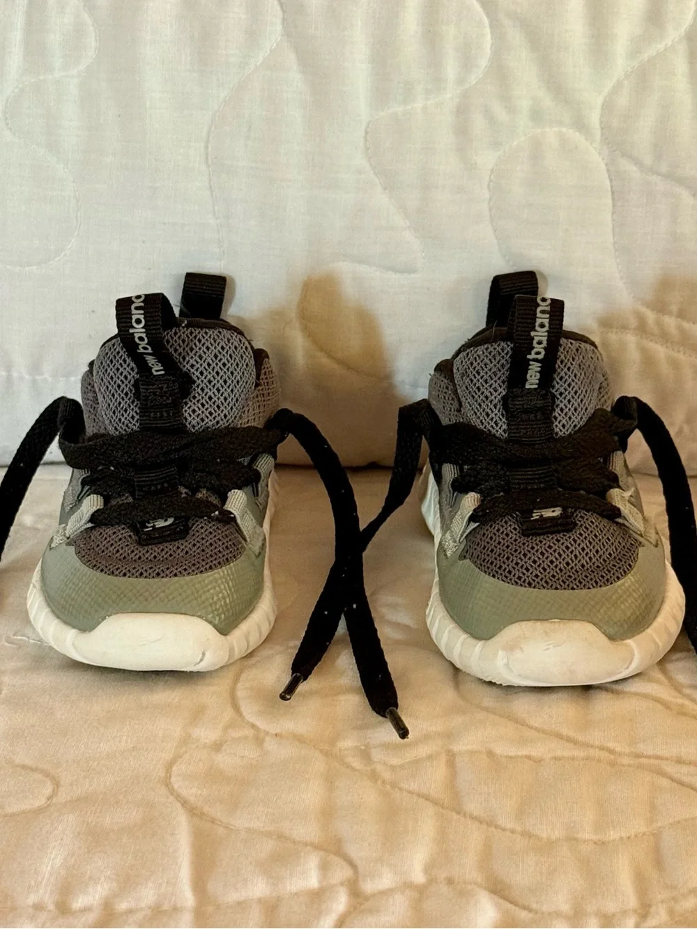 New Balance Kids white and Gray Athletic Sneakers